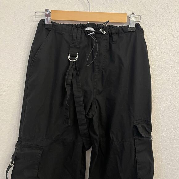 Angel Kiss Womens Y2K Wide Leg Cargo Pants S Goth Punk Grunge Black Pockets - Picture 3 of 14